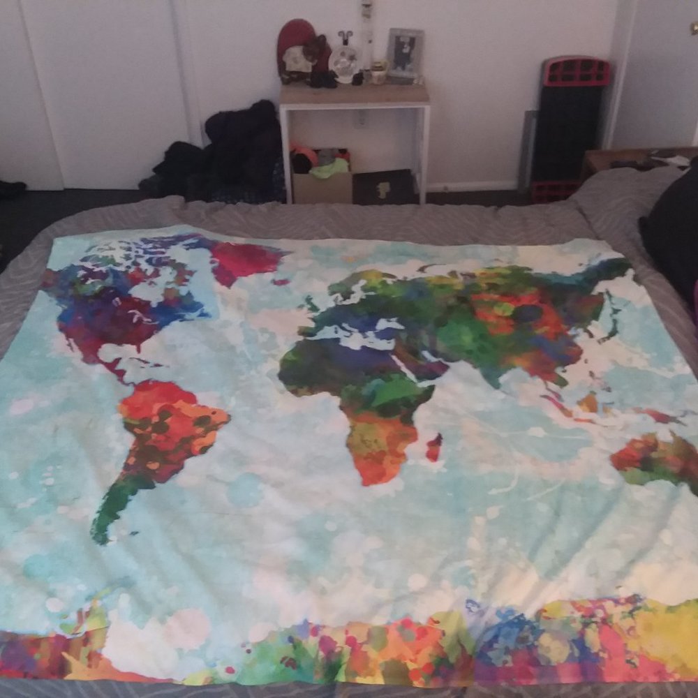 Watercolor Map Tapestry